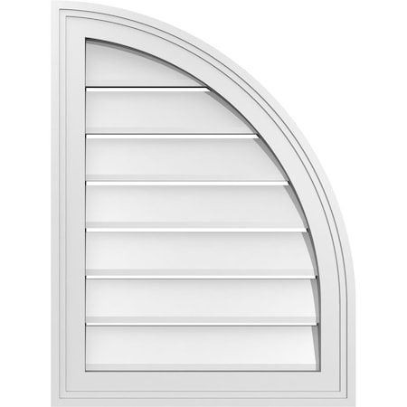 Quarter Round Top Right Surface Mount PVC Gable Vent W/ 2W X 2P Brickmould Sill Frame, 18W X 24H